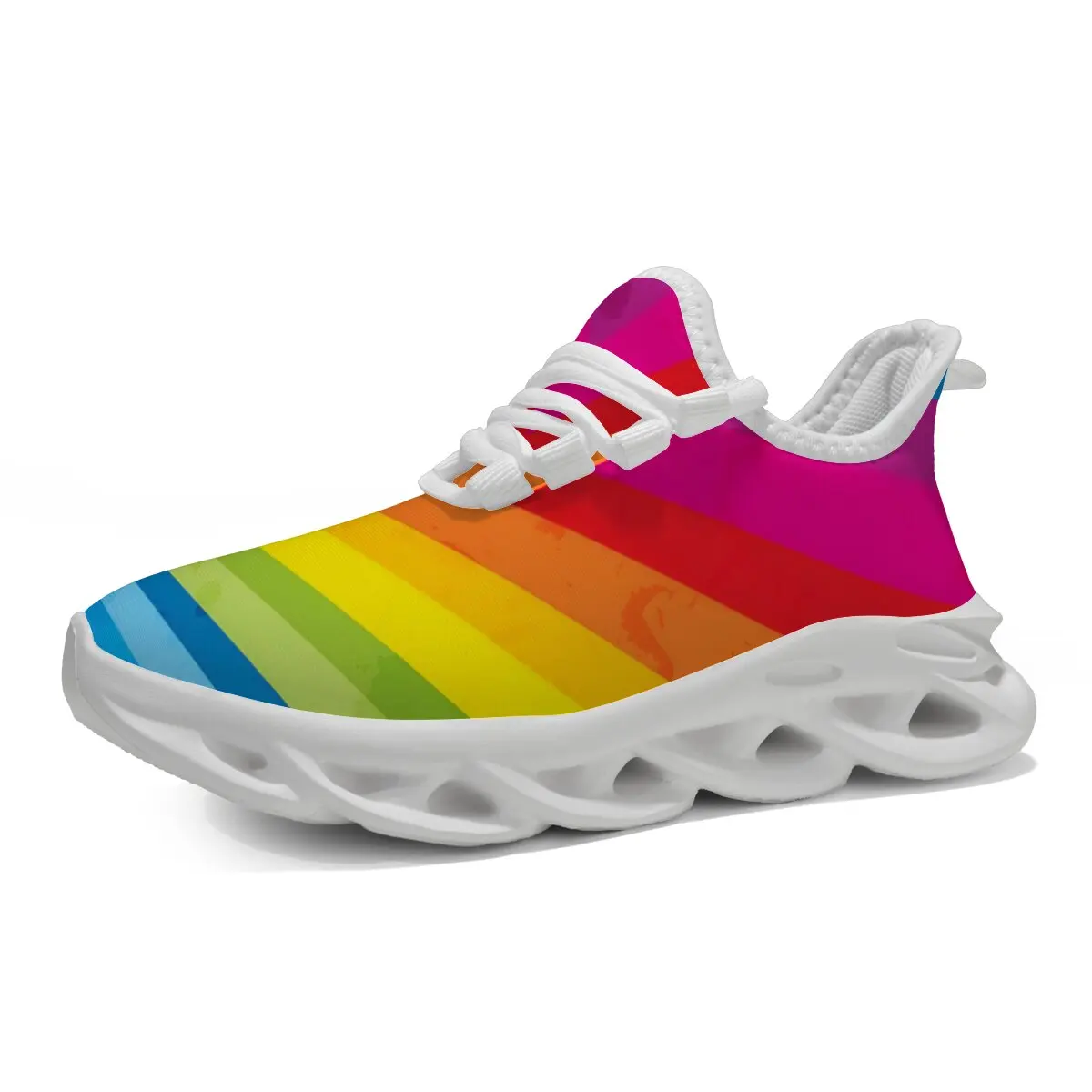 

New Children's Casual Shoes with Two-color Soft Soles and Breathability Featuring A Rainbow Floral Multi-color Ball Design