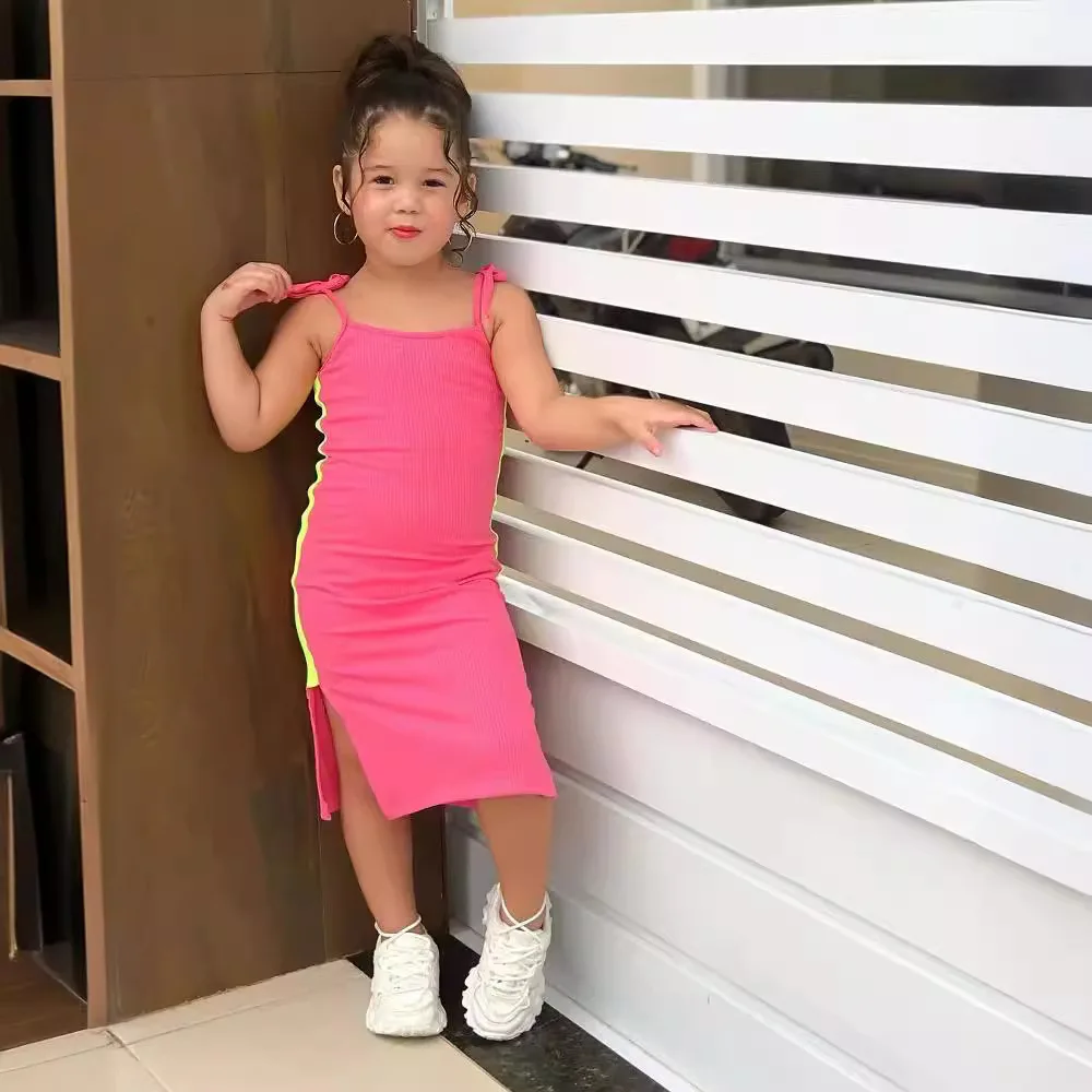 2025 여름 신상 유럽풍 아메리칸 캐주얼 소녀 민소매 스트랩 원피스