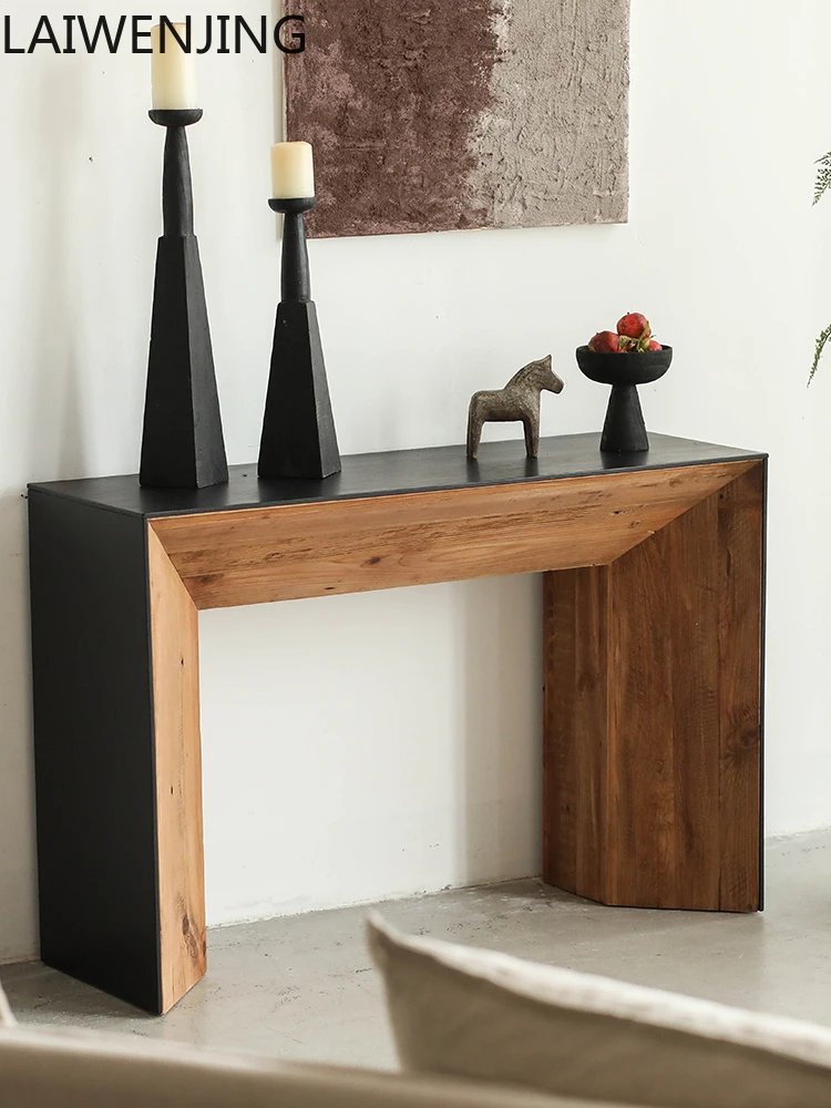 

HLZ log entrance table retro old solid wood entrance table B & B sofa back display table