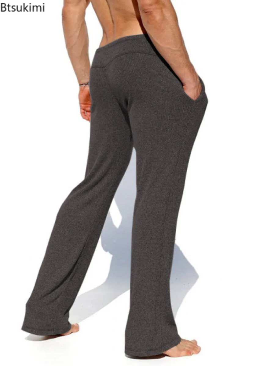 Hot Sales Sweatpants Men's Loose Straight Pants Stretch Soft Breathable Tracksuit Long Pants Simple Home Lounge Yoga Pants Male