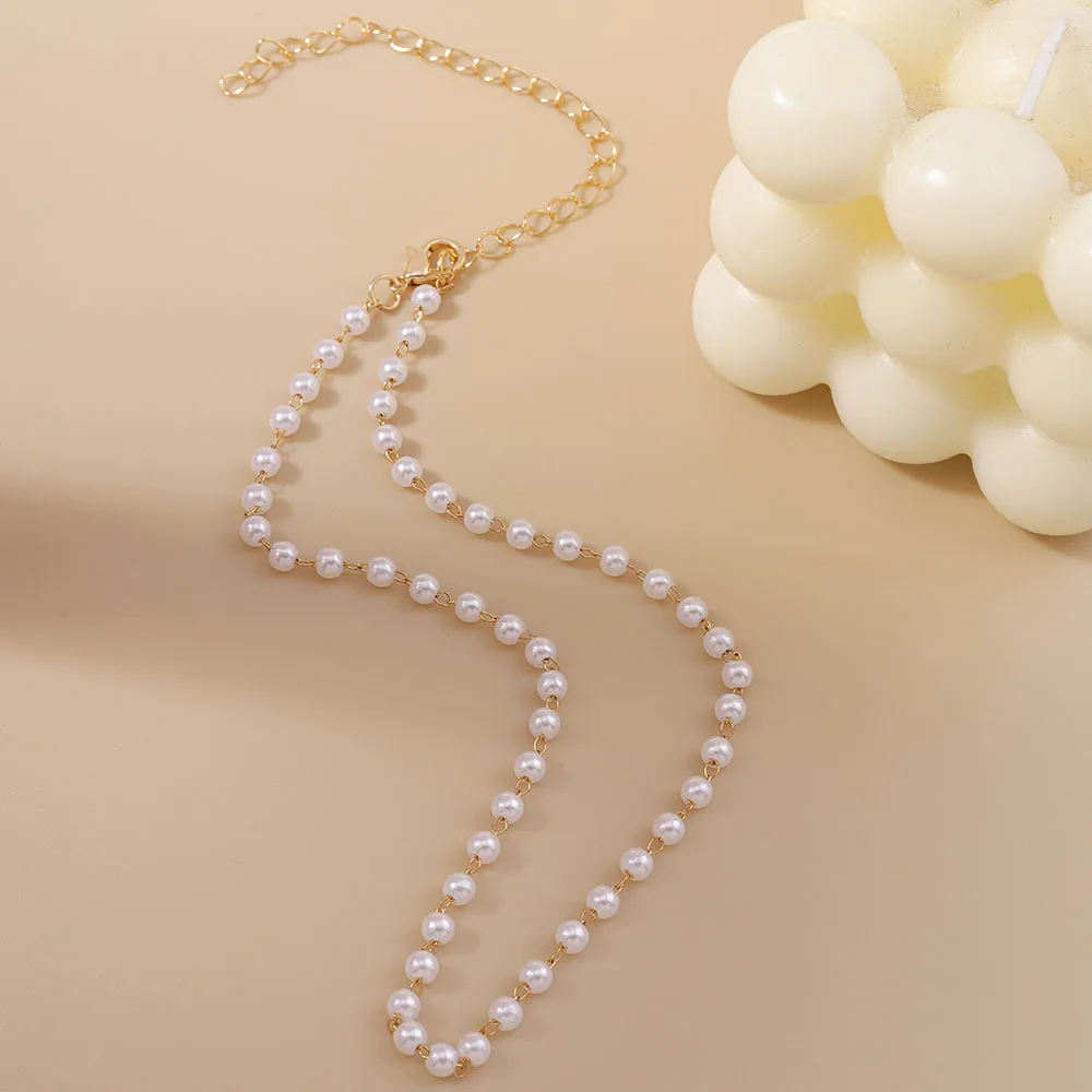 Aihua Neue Damen Kpop Einfache Perlen Halsband Halskette Gold Farbe frauen Hals Kette Hochzeit Schmuck Auf Den Hals Kragen geschenke – Detail 15