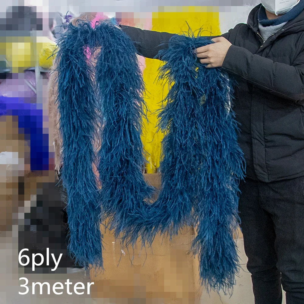 6/8/10ply Customized Long Feather Natural Ostrich Feathers Boa Trimming for Craft Festival Clothing Decoration Shawl 2 to 3 M