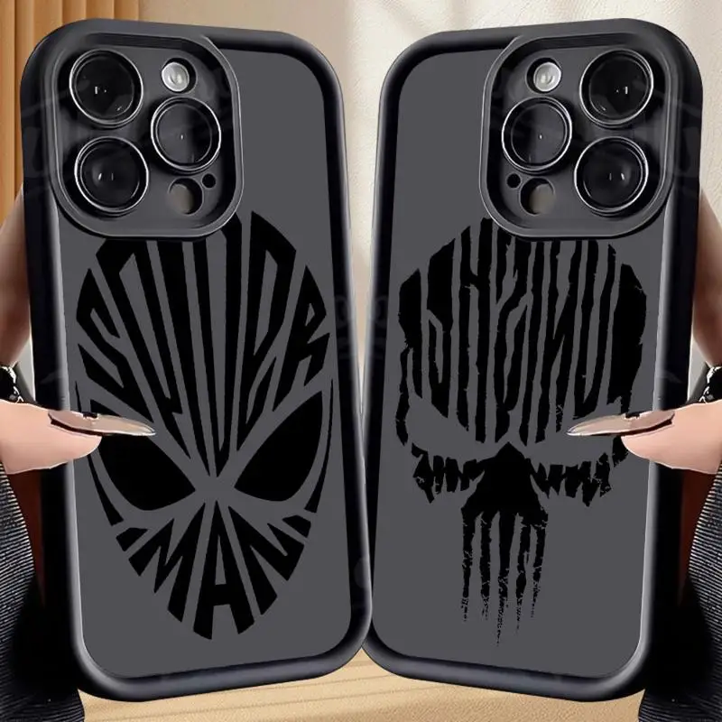 Marvel Punisher Spider-Man phone case for Apple iPhone 16 15 pro max 13 12 11plus 14 16promax 11 tpu fundas waterproof casos