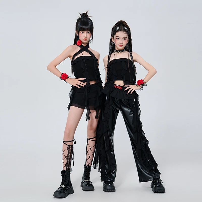 Per bambini K POP Stage Outfit Jazz Dance Costume Ragazze Hip-Hop Street Performance Abbigliamento Ragazza Gruppo Concerto Party Set XH2978
