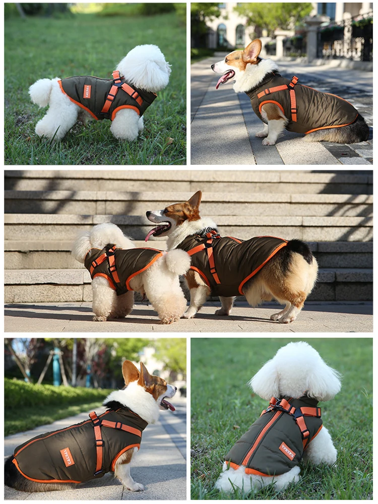 Puppyjas Waterdichte huisdierkleding voor kleine honden met harnas Winter Warm Chihuahua Vest Yorkie Jas Franse Bulldog-kostuum