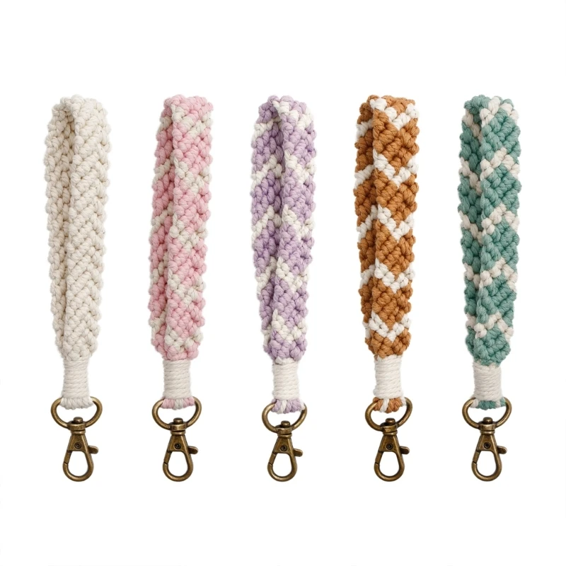 

Crochet-Women Bracelet Keychain Cotton Rope Car Key Holder Promotional Novelties D5QB