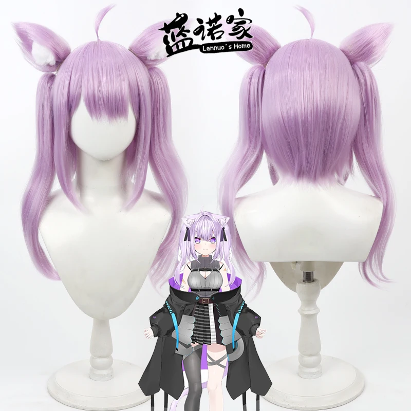 

Virtual YouTube Vtuber Nekomata Okayu Cosplay Wig Halloween Carnival Party Props Synthetic Hair Heat Resistant Fiber + Wig Cap