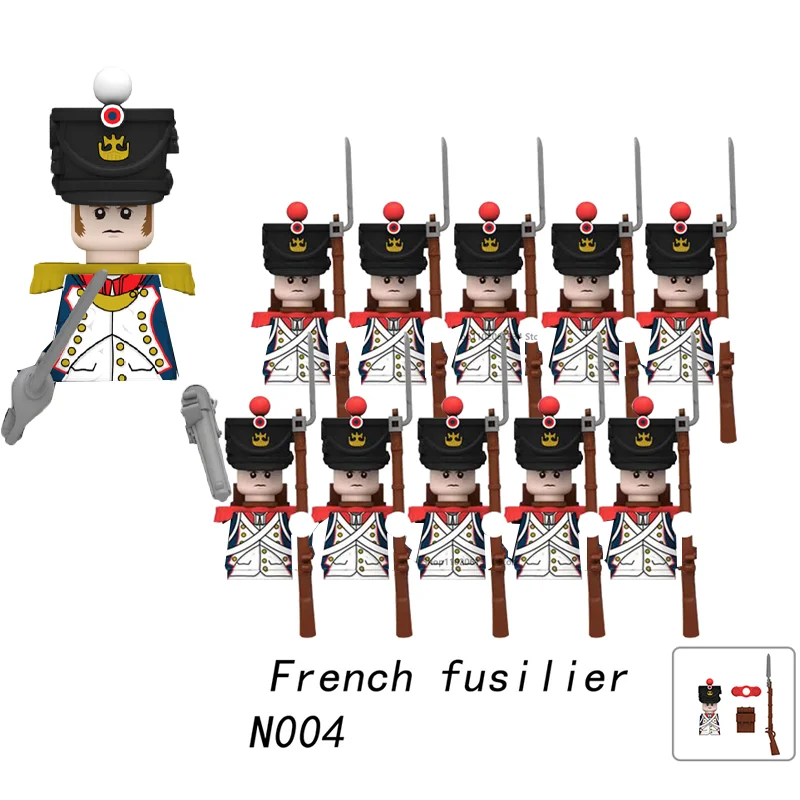 Napoleonic Wars Military Soldiers Building Blocks WW2 Figures French British Russia Fusilier Rifles Bagpiper Weapons Kid Toy