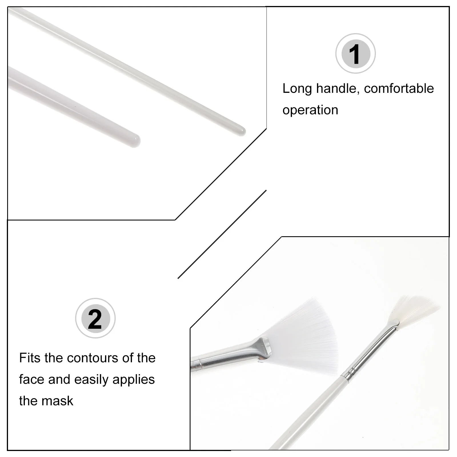 

Facial Mask Brush Skin Care Beauty Tool Salon Makeup Applicator Fan Shaped Short Hair Long Handle Wide Bristle Clean Gentle