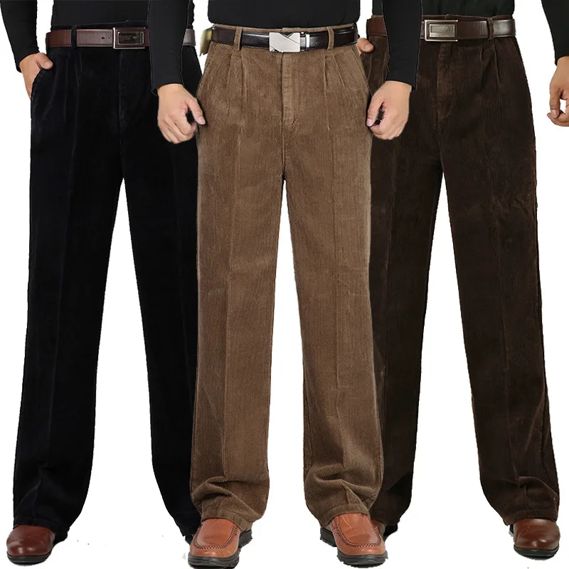 

Winter Casual Middle-aged and Elderly Men's High Waisted Loose Thick Pants