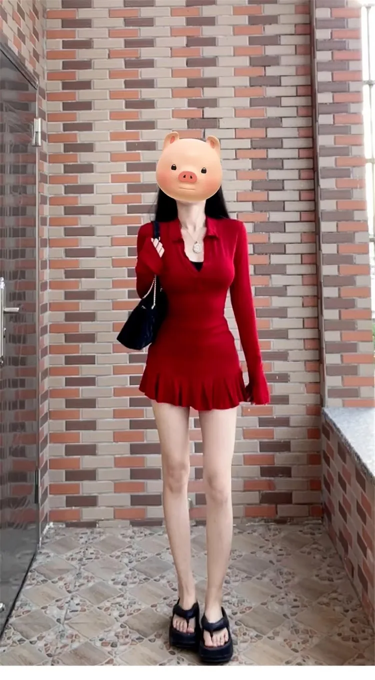 Jurken Damesjurk met lange mouwen Bruidsmeisje Lente Mesh Polka Dot Geborduurde pofmouwen Tailleloos Oversized Zoete meisjesstijl