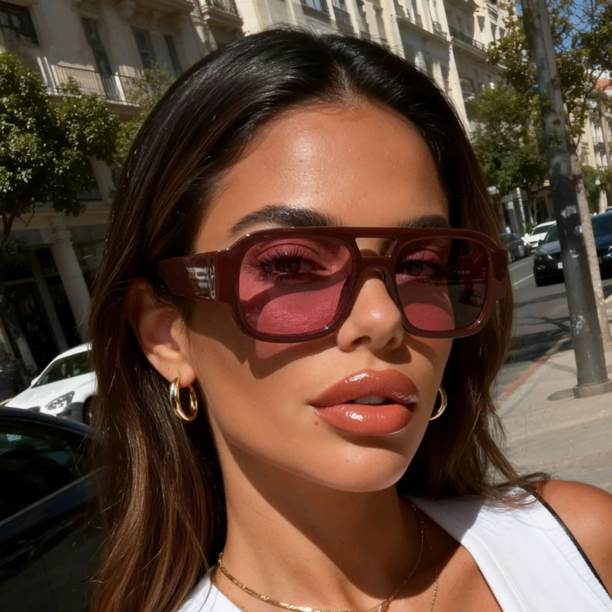 Lunettes de soleil aviateur rétro, nouveau modèle Y2K, double pont, surdimensionnées, pour femmes, protection UV400, style inspiré des célébrités, mode urbaine.