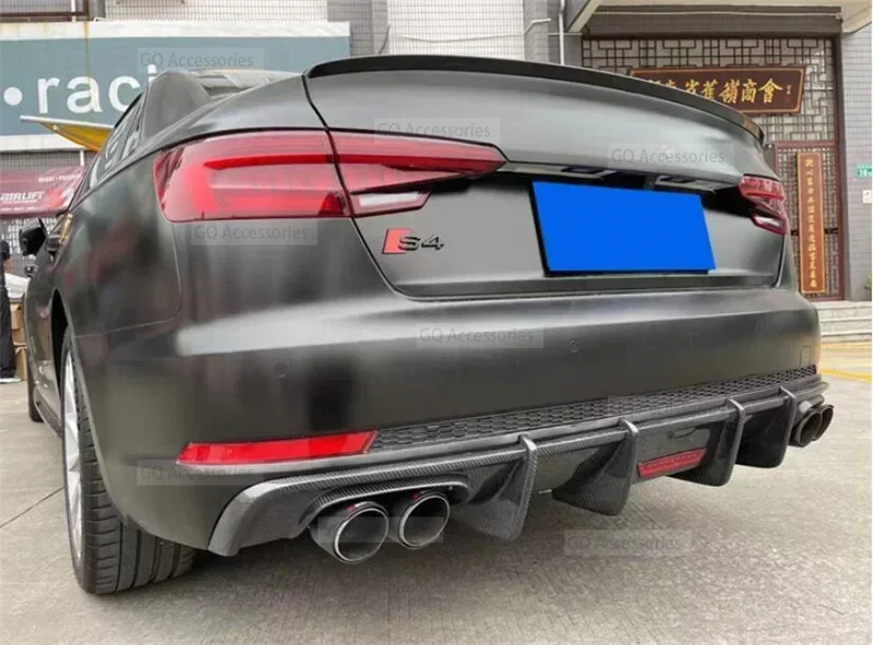 New！ For Audi A4 S Line S4 B9 2017 2018 2019 2020 Real Carbon Fiber Rear Diffuser Kit Lip Spoiler High Quality Refits Splitters