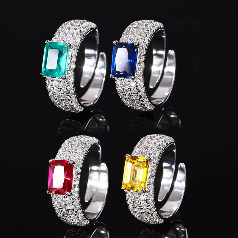 

Adjustable Rings Cubic Zirconia with Emerald Cut Gemstones in Vibrant Colors Ideal for Elegant and Casual Wear Women Jewelry