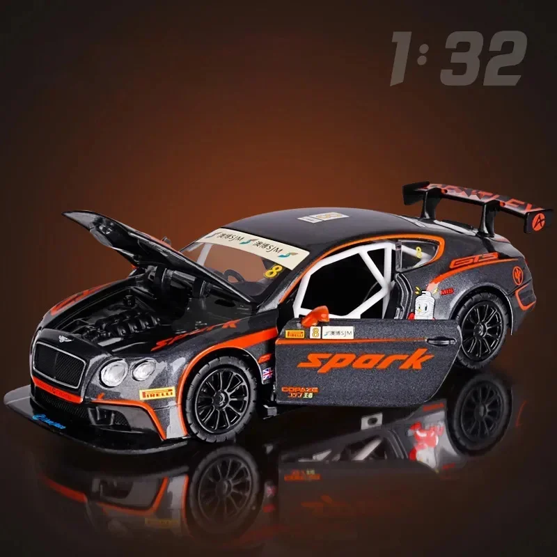 1:32 Bentley Continental GT3 Alloy Diecast Sport Racing Car Model Metal Toy Vehicle 3 Doors Opend With Pull Back Gifts