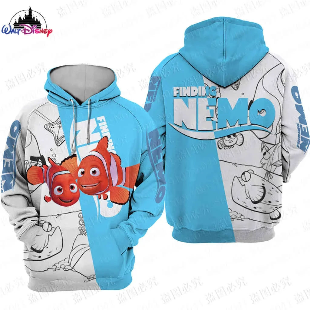 Disney Nemo Boys Girls Hoodie Stitch Mens Hoodie 3D Printed Cheshire Cat Pullover Fashion Mens Hoodie Oversized Mens Clothing