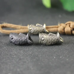 Koinobori Brass Knife Beads Carp Koi Fish EDC Outdoor DIY Paracord Woven Lanyard Pendants Umbrella Rope Bracelets Accessories