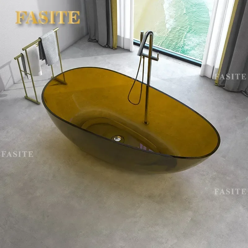 For Goose Egg Independent Crystal Bathtub Transparent Resin Small Apartment Hotel Household Customizable Luxury Soaking Tub