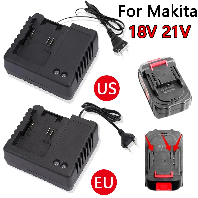 Chargeur de batterie Li-ion 18V 21V, prise ue US, pour Makita BL1415 BL1420 BL1815 BL1830 BL1840 BL1860, perceuse électrique, outil électrique