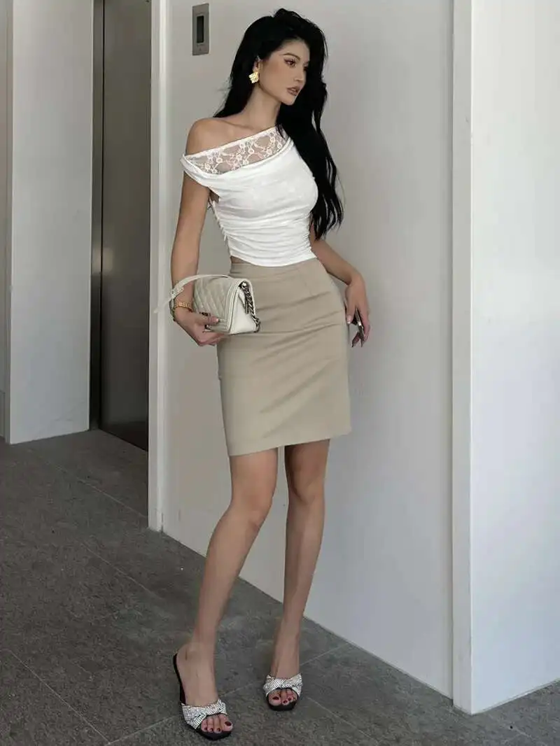 Zoete Vrouwen Mode Mini Rokken Elegante Sexy Rok Voor Vrouwen Zomer Nieuwe Hoge Taille Slanke Rok 2024 Nieuwe Zwarte WY0W