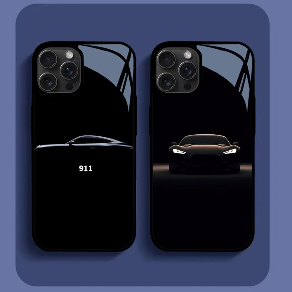 Cool 911 Sports Car GT3-RS Phone Case For iPhone16 15 14 13 12 11 Pro Xs Max Mini XR X 7 8 Plus luxury Mirror Hard Funda