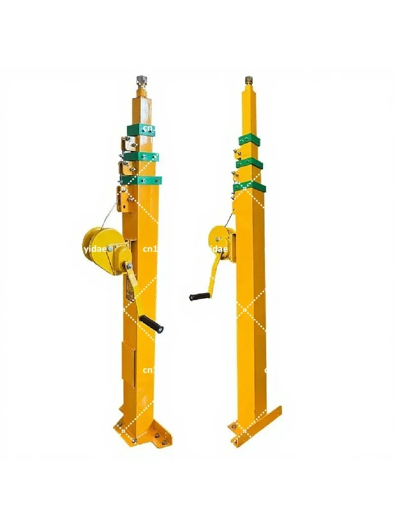 Manual Telescopic Mechanical Winch Lifting Mast - Hand Cranked Pole 3/4/5/6/7/8/9 Meters for Stable Height Adjustment