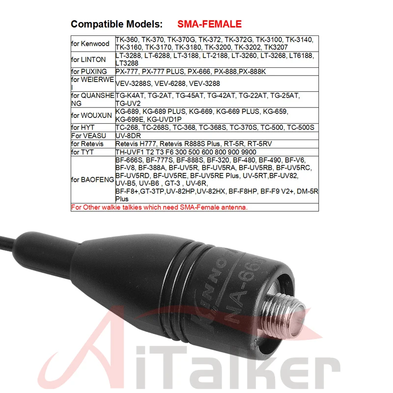 Antenna NA666 NA-666 Antenna SMA-F Connector 144 430 MHZ UHF VHF Dual Band Handheld Walkie Talkie Ham Radio Baofeng 888s UV-5R