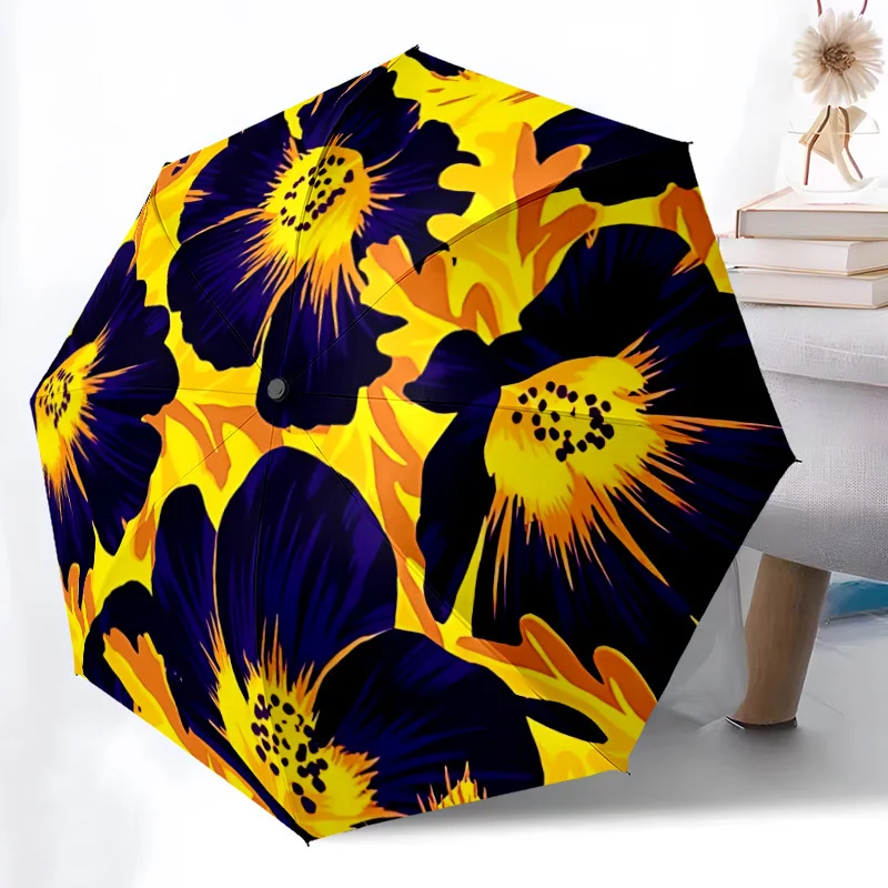 

Автоматический складной зонт с цветочным узором, 1 шт., компактный портативный зонт для путешествий, идеальный подарок на день рождения/Рождество, милый дизайн
