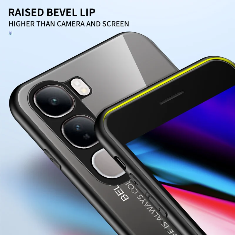 Vivo V40 Lite 5G V2417 Custodia in vetro temperato sfumato Custodia rigida con cover posteriore in silicone per Vivo V40 Lite V40Lite 5G V2417