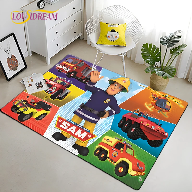 British Classic Animated Decorative Carpet Fireman Sam Flannel Carpet Modern Home Living Room Floor Mats Bedroom Washroom Rugs