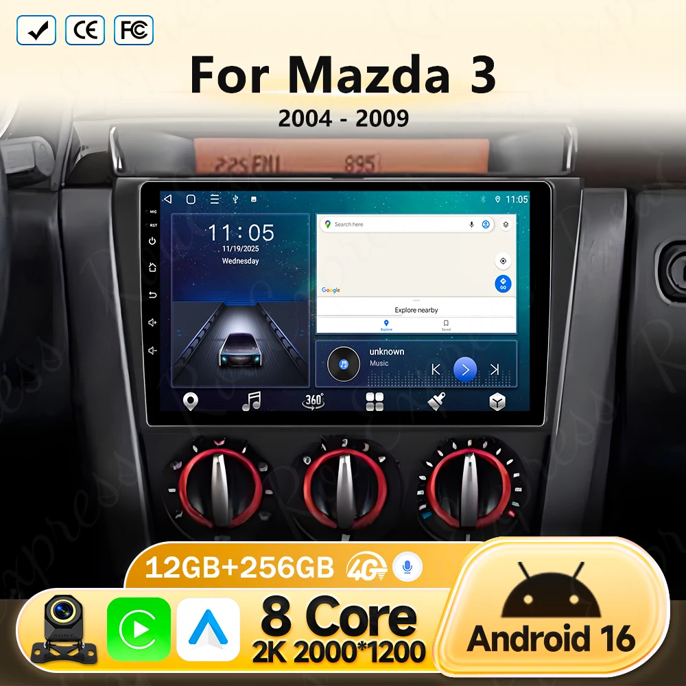 

Android For Mazda 3 2004 2005 2006 2007 2008 2009 Car Radio Multimidia Player GPS Navigation Carplay Car Intelligent Systems 4G