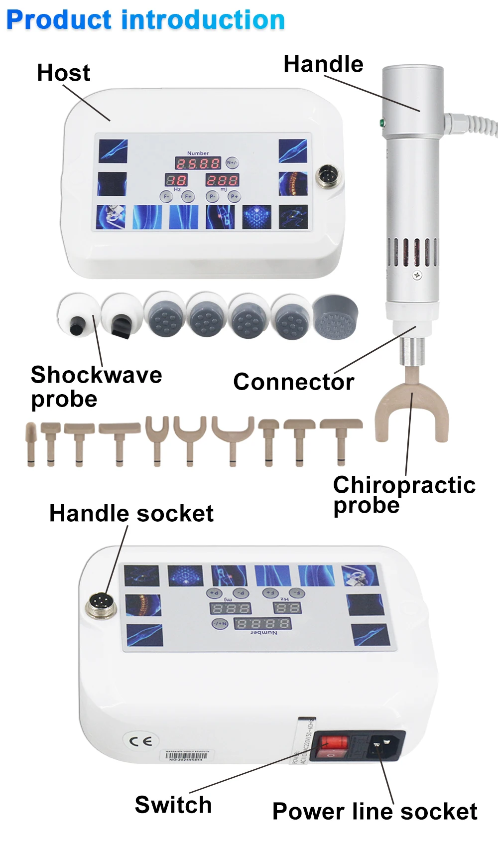 2in1 Shockwave Therapy Machine Physiotherapy Body Massager Muscle Pain Relief ED Treatment Electric Chiropractic Adjust Gun