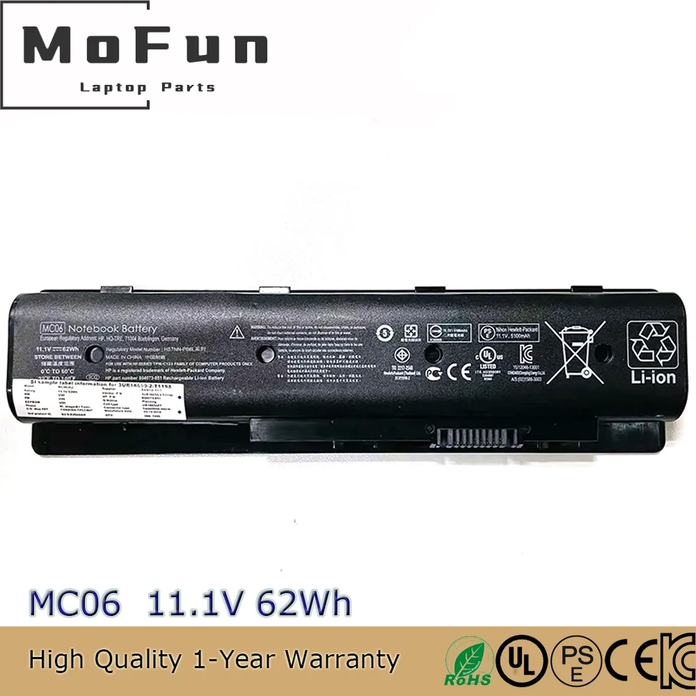 

Оригинальный аккумулятор для ноутбука MC06 11,1 В 62 Втч для HP Envy 17-n000 17-r000 m7-n000 HSTNN-PB6L MC04