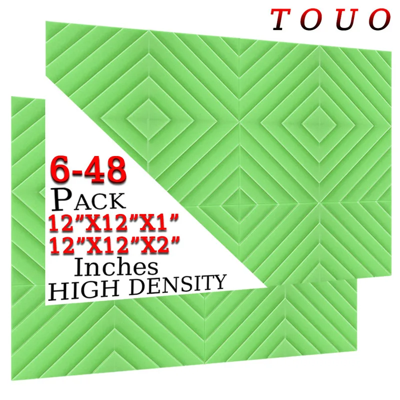 TOUO Acoustic Foam 6/12/24/48 Pcs Studio Room Acoustic Treatment Sound Absorbing Material Diamond Groove Soundproof Ceiling