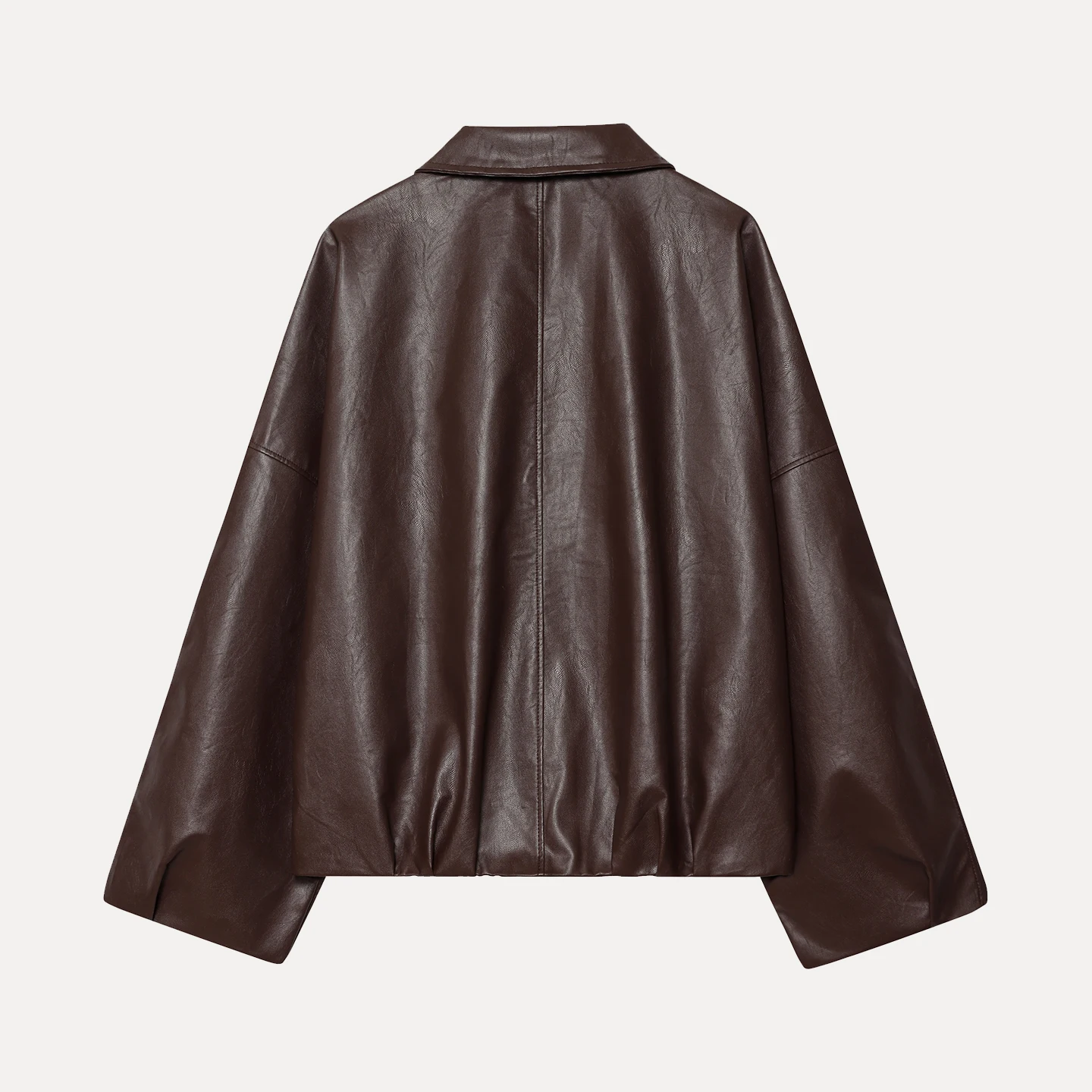 ファッショナブルなレザージャケットコート ポケットとベルト付き レディース 秋の新作 個性的なデザイン 通勤スタイル ルーズフィット 長袖 ジッパー開閉 ショート丈