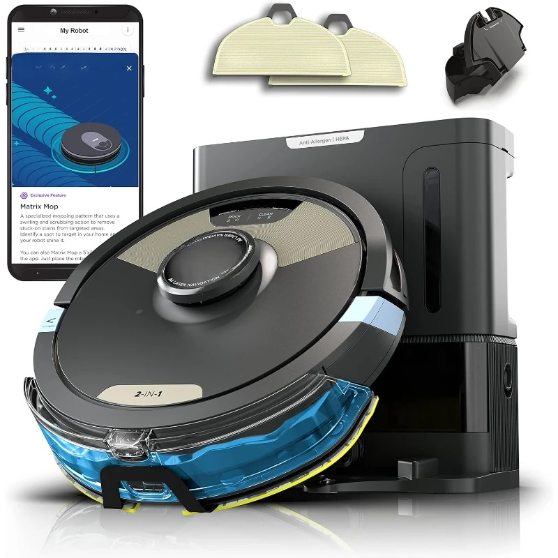 Robot Vacuum Mop Combo, Powerful Suction, Matrix Plus Debris Capacity Bagless Self Empty Base, Sonic Mopping Perfect