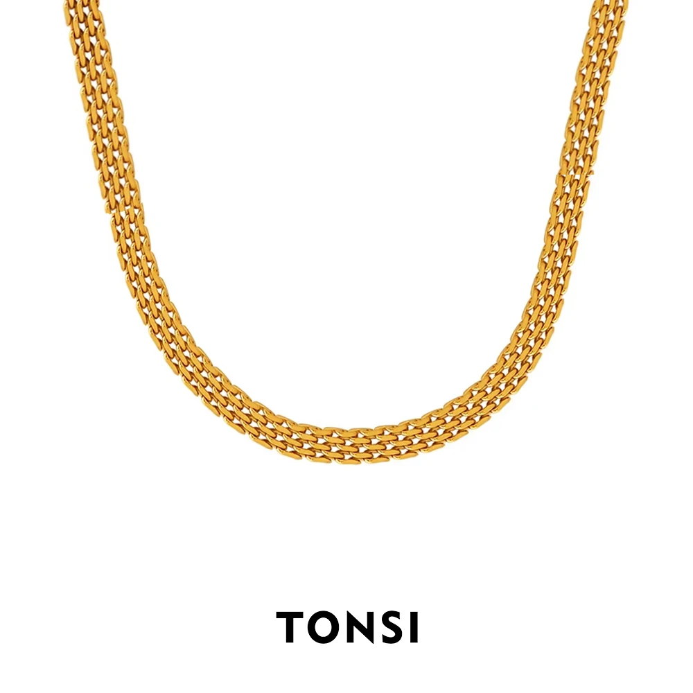 1 pezzo di tendenza francese vintage Spice Girls Sweetheart catena intrecciata collana larga da donna gioielli in acciaio inossidabile che non sbiadiscono