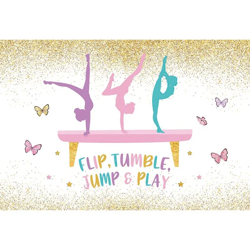 Avezano Photography Background Gymnastics Rhythmic Jump Play Tumble Butterfly Girl Birthday Party Backdrop Photo Studio Decor