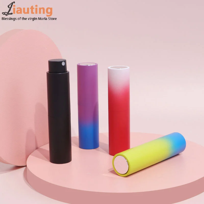 10ml Perfume Bottling Atomizer Frosted Liquid Container Gradient Color Rotary Oral Spray Bottle Portable Empty Bottle ﻿