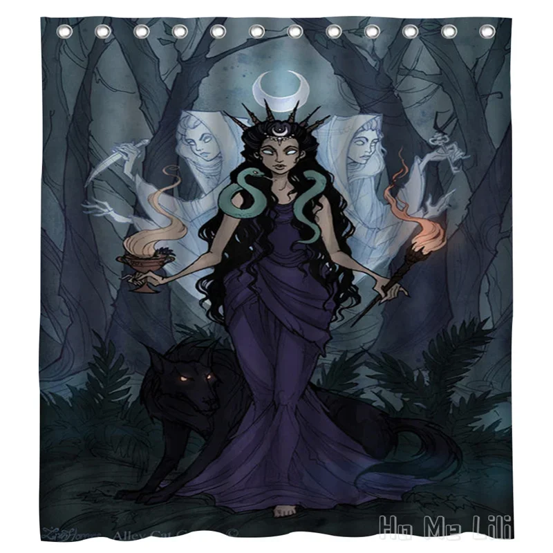 Greek Mythology The Moon Goddess Hecate In The Underworld Witch Punk Dark Beginning By Ho Me Lili Shower Curtain With Hooks