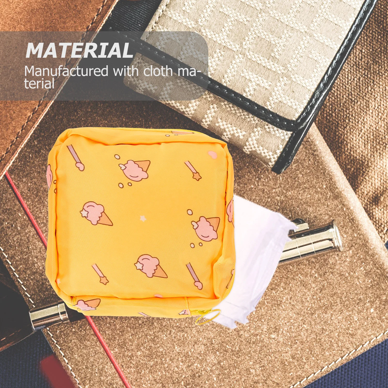 

4pcs Sanitary Napkin Bag Practical Zipper Design Dust-Proof Portable Period Organizer For Lipstick Earphones Change