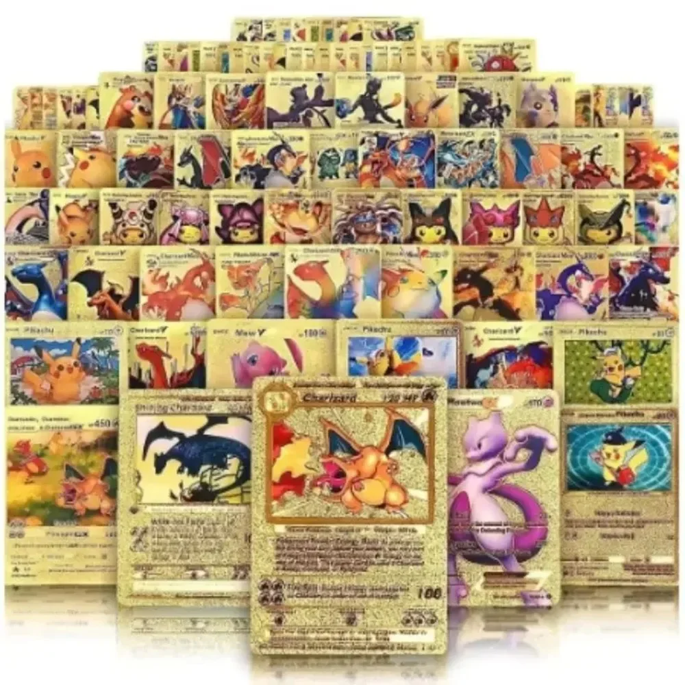 55-10 piezas Pokemon Pikachu tarjetas oro plata negro Vmax GX Vstar inglés español francés alemán colección de tarjetas de combate juguetes regalo