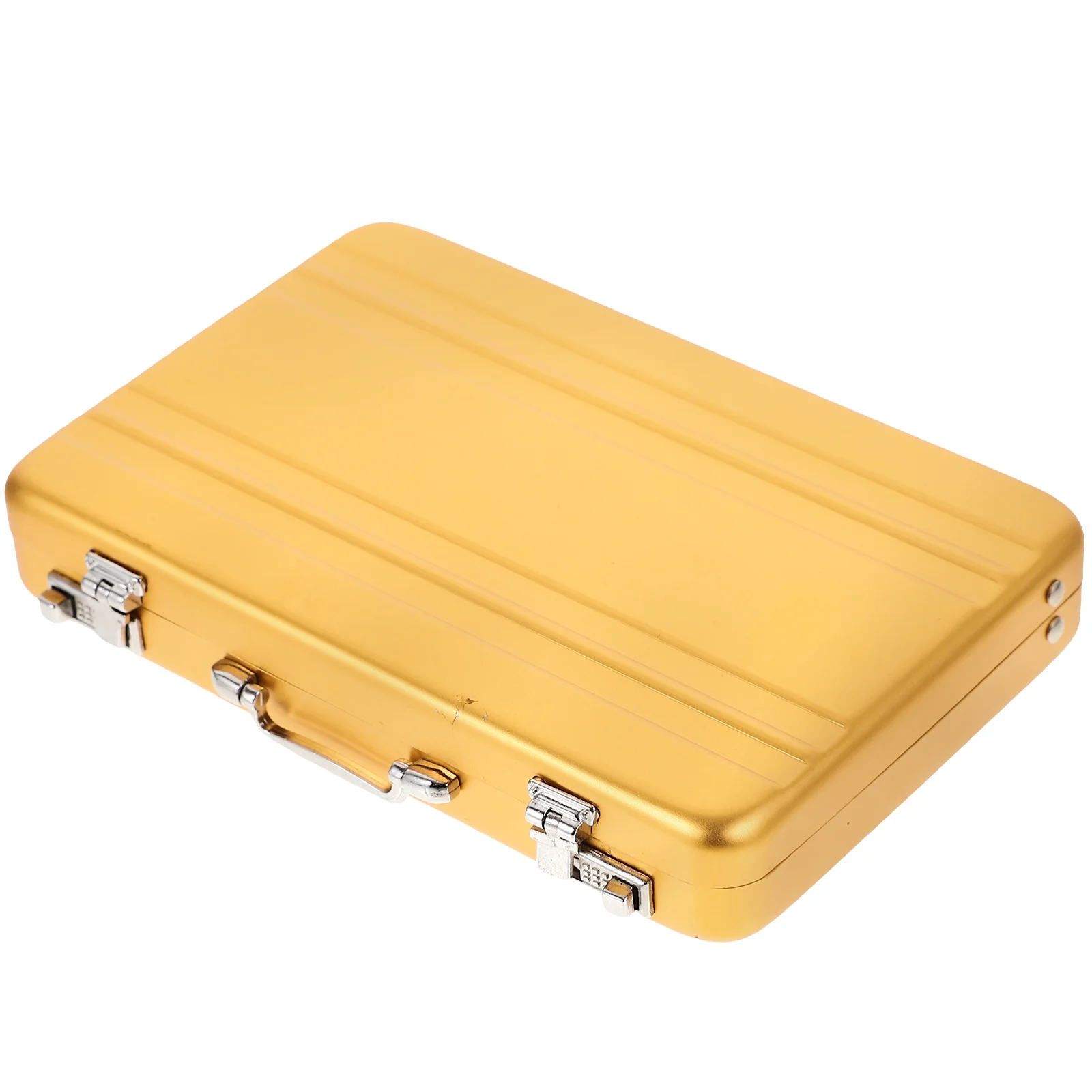 

1pc Metal Business Card Holder Golden Aluminum Portable Travel Case for Men Office Supplies Cards Box Desktop Organizer