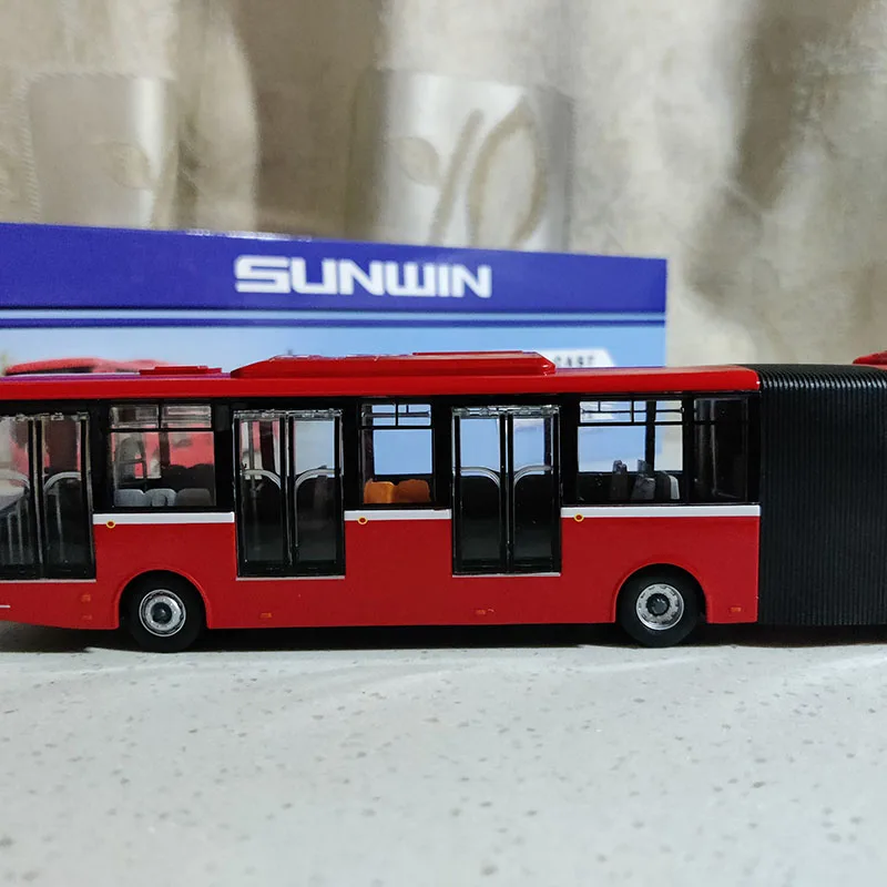 1:64 Shanghai Sunwin Bus BRT Express Bus Model Alloy Simulation Vehicle Diecast Metal Toy Gift Souvenir Collectible