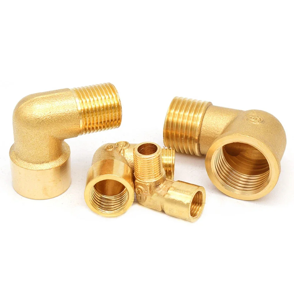 1/8 "1/4" 3/8 "1/2" 3/4 "1" Vrouwelijke X Buitendraad 90 Graden Messing Elleboogpijp Fitting Connector Koppeling Voor Water Brandstof Koper Adapter