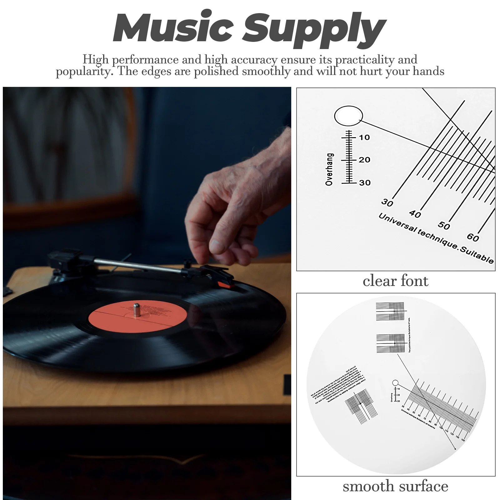 

Acrylic Turntable Alignment Protractor Calibration Plate for Pickup Needle Adjustment Ruler Anti-Sliding Music Supply Record