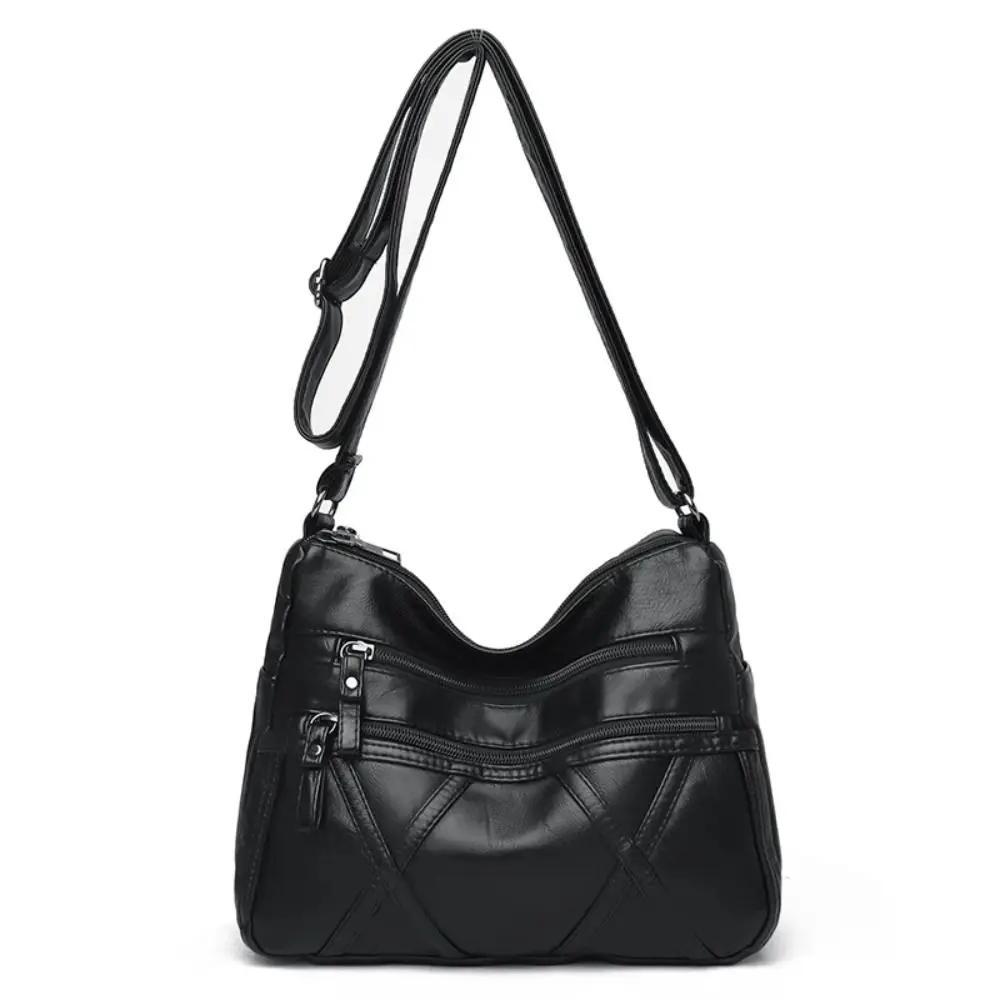 Bolsa de ombro macia de couro PU para mulheres, Bolsa crossbody retrô, Bolsa de compras feminina, meia-idade