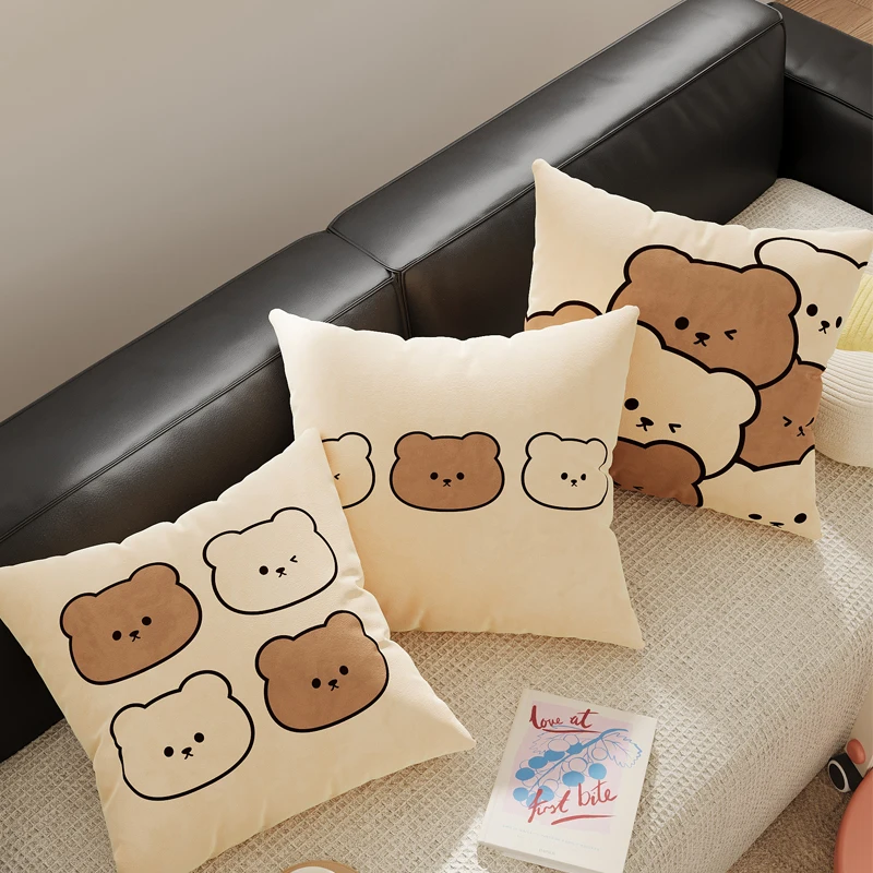 Cartoon Creamy Style Pillow Removable And Washable Sofa Living Room Bedroom Decorative Cushion with Core for Homestay