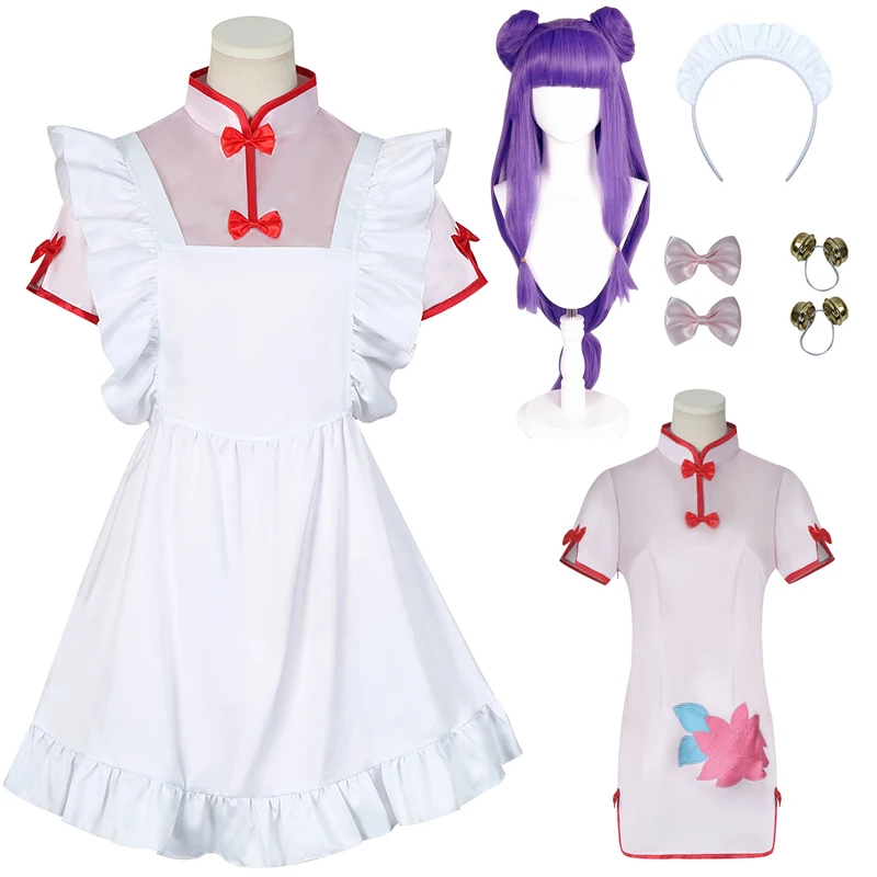 

Shampoo Cosplay Ranma 1/2 Cosplay Costume Wig Women Cheongsam Apron Dress Maid Outfit Comic-con Party Role Playing Clothes