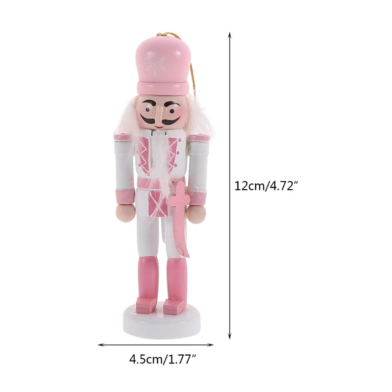 5 pezzi decorazioni natalizie in legno schiaccianoci, figurine soldati, pupazzi, bambole, ornamenti, centrotavola